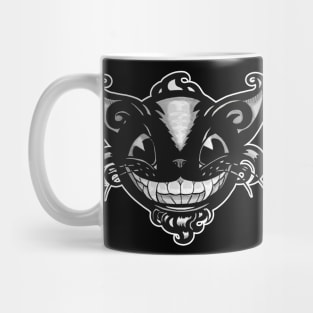 1930s Cartoon Smiling Cat - White Outline Mug